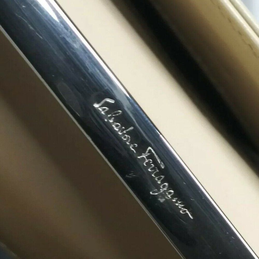 Vintage Salvatore Ferragamo Leather Shoulder Bag Slim Handbag Cream Light Brown - Picture 7 of 12